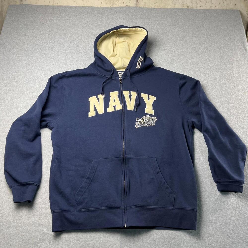 Navy Sweatshirt Naval Academy Men's Large Full Zip Hoodie Jacket Stadium